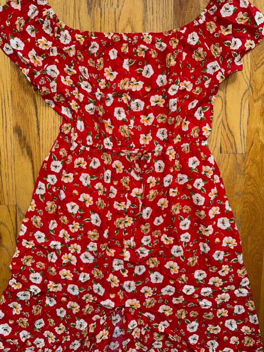 Indigo Rose Chic Red Floral Off-Shoulder Dress - Picture 5 of 9